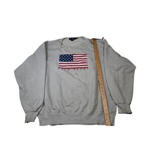 Polo Sport Ralph Lauren USA Flag Crewneck Sweatshirt Mens XL Vintage Gray